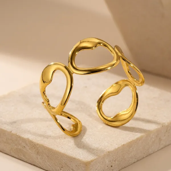 Golden_Stainless_Steel_Heart_Cherry_Hammered_Cuff_Bracelet