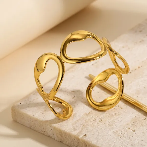 Golden_Stainless_Steel_Heart_Cherry_Hammered_Cuff_Bracelet