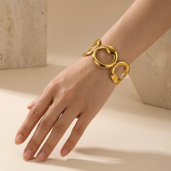 Golden_Stainless_Steel_Heart_Cherry_Hammered_Cuff_Bracelet