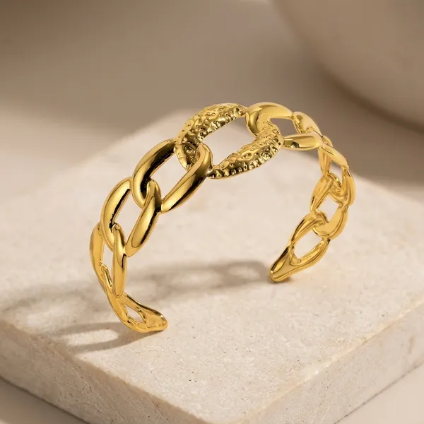 Golden_Stainless_Steel_Heart_Cherry_Hammered_Cuff_Bracelet