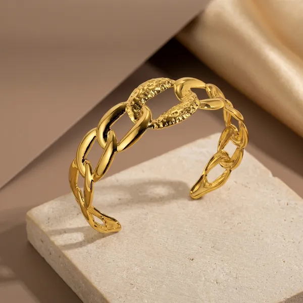 Golden_Stainless_Steel_Heart_Cherry_Hammered_Cuff_Bracelet