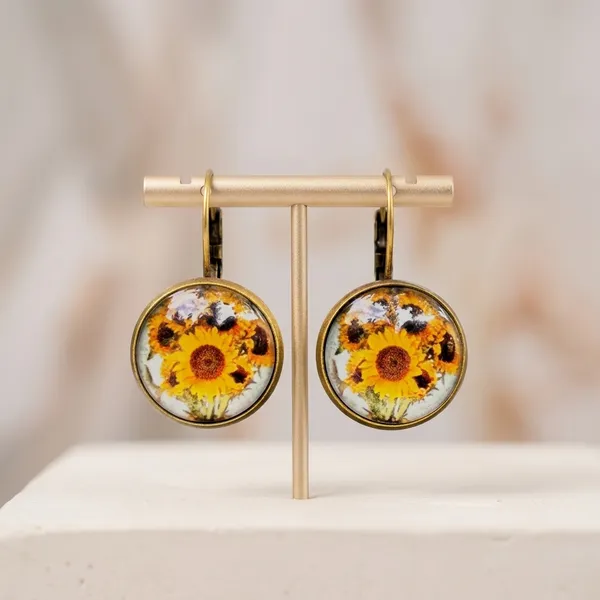Sunflower_Alloy_Gemstone_Drop_Earrings_For_Women