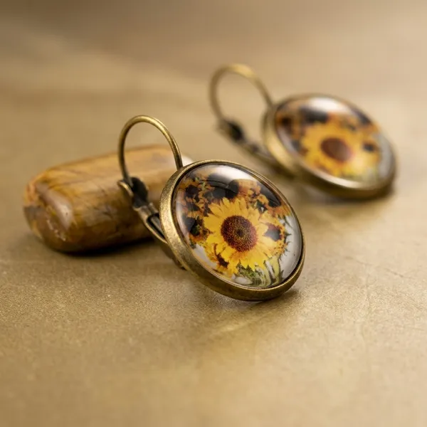 Sunflower_Alloy_Gemstone_Drop_Earrings_For_Women