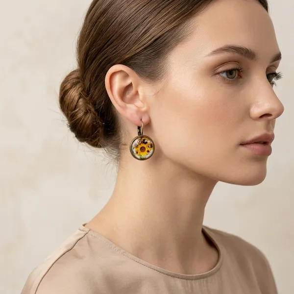 Sunflower_Alloy_Gemstone_Drop_Earrings_For_Women