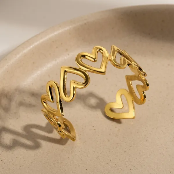 Golden_Stainless_Steel_Heart_Cherry_Hammered_Cuff_Bracelet