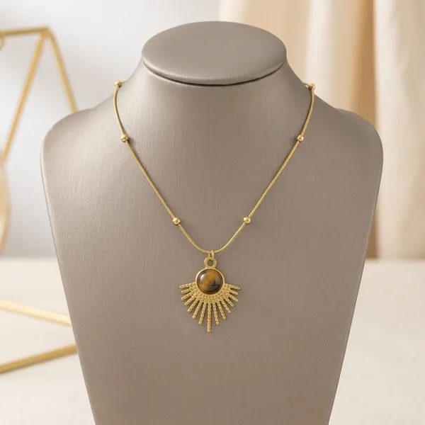 Golden_Steel_Floral_Pendant_Necklace_For_Women