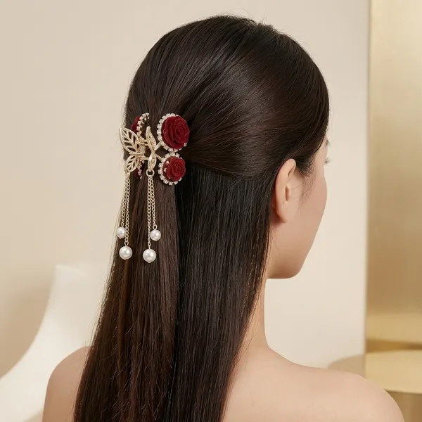 Golden_Alloy_Pearl_Butterfly_Hair_Clip_For_Women
