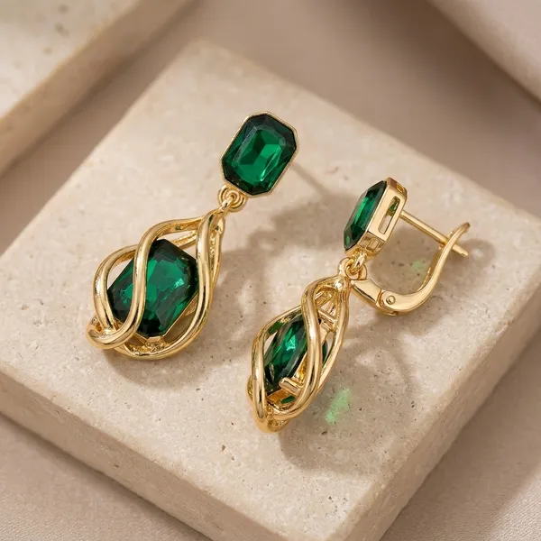 Green_Alloy_Diamond_Drop_Earrings_For_Women