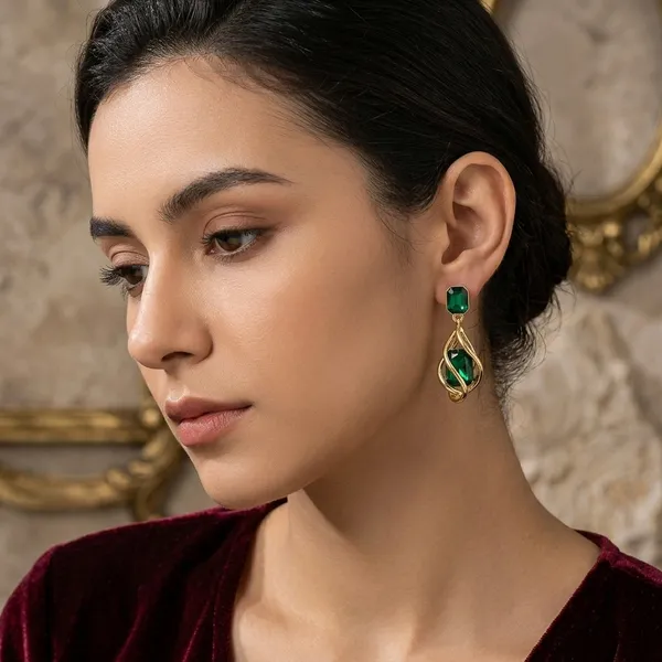 Green_Alloy_Diamond_Drop_Earrings_For_Women