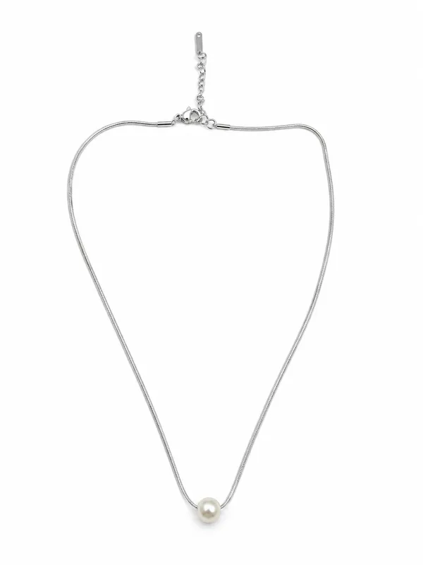 Oanvi_Pearl_Drop_Snake_Chain_Necklace_–_Silver_Finish_(40_cm)