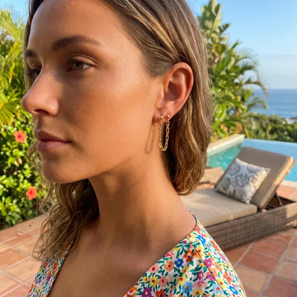 Onvi_Women’S_Chain_Tassel_Earrings_In_18K_Gold_Plating