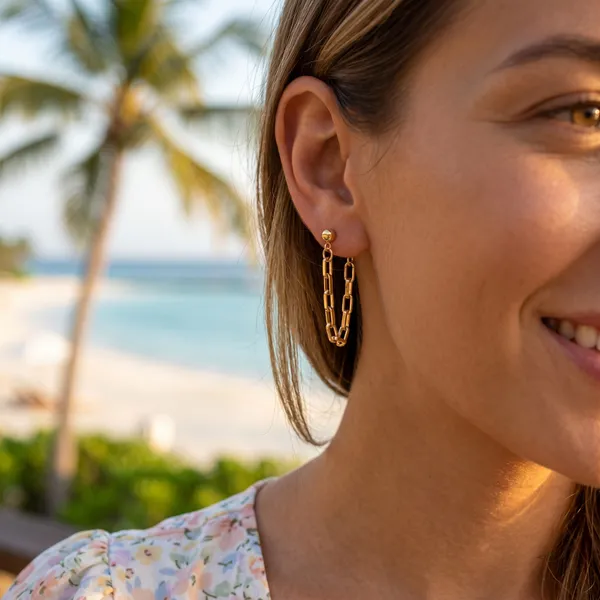 Onvi_Women’S_Chain_Tassel_Earrings_In_18K_Gold_Plating
