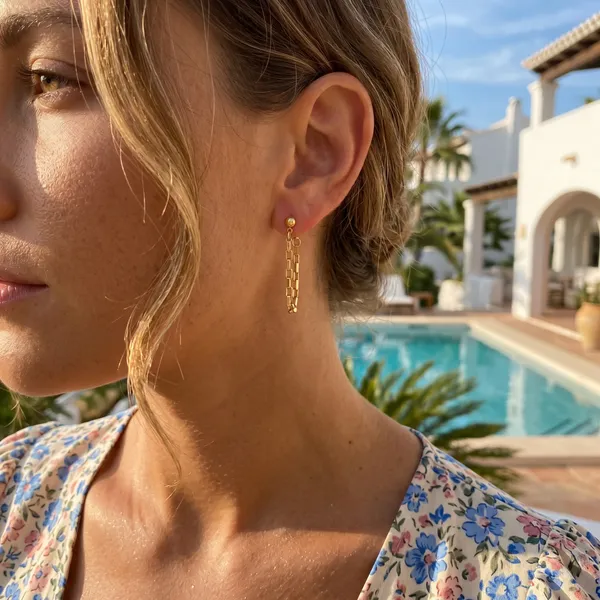 Onvi_Women’S_Chain_Tassel_Earrings_In_18K_Gold_Plating