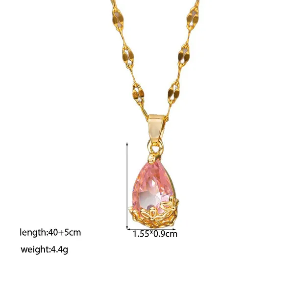 Onvi_Women'S_Pendant_Necklace_Micro_Inlaid_Pink