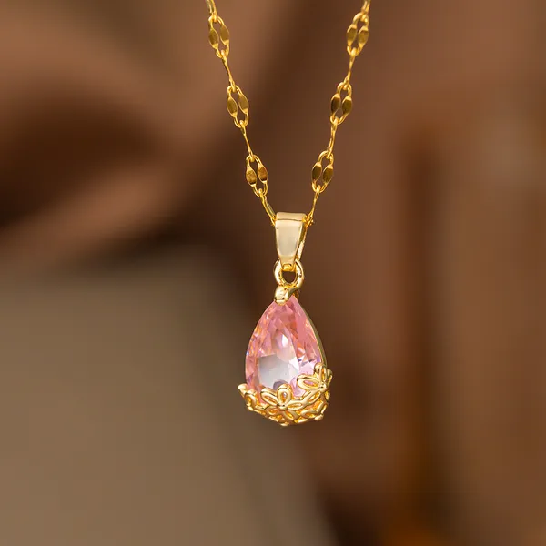 Onvi_Women'S_Pendant_Necklace_Micro_Inlaid_Pink