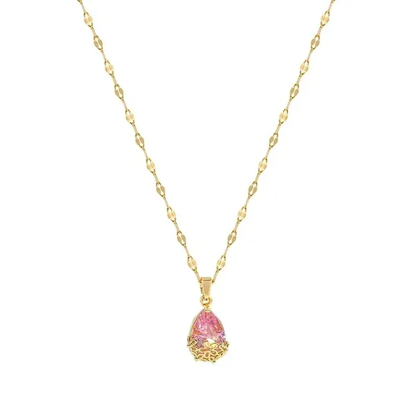 Onvi_Women'S_Pendant_Necklace_Micro_Inlaid_Pink