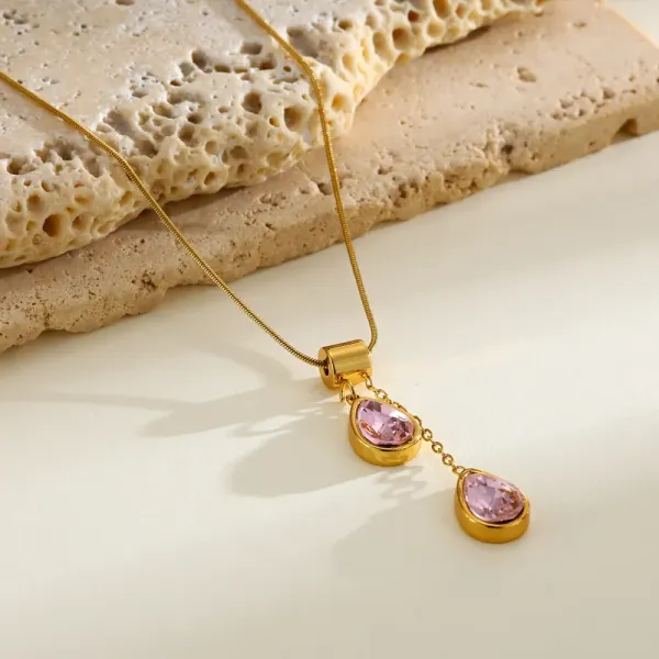 Onvi_Women’S_Water_Droplets_Pendant_Necklace_Pink