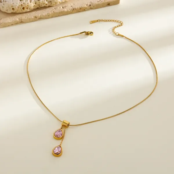 Onvi_Women’S_Water_Droplets_Pendant_Necklace_Pink