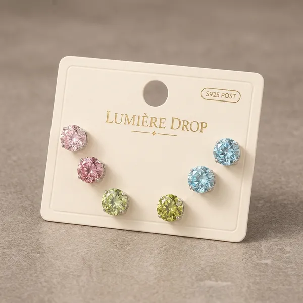 Multicolor_Silver_Diamond_Stud_Earrings_Set_Of_3_For_Women