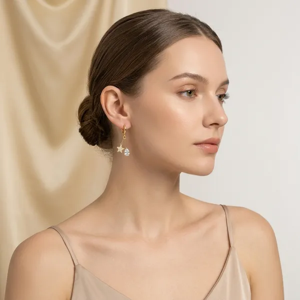 Golden_Silver_Star_Drop_Earrings_For_Women