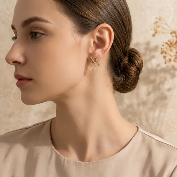 Golden_Steel_Triple_Diamond_Jhumka_Earrings_For_Women