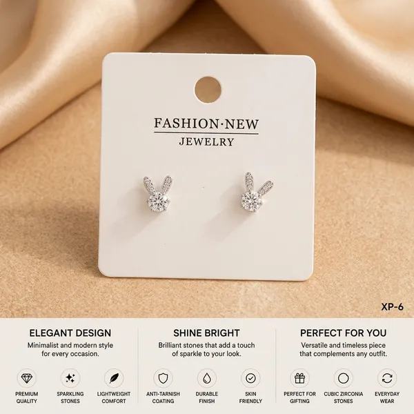 Golden_Silver_Rabbit_Stud_Earrings_For_Women