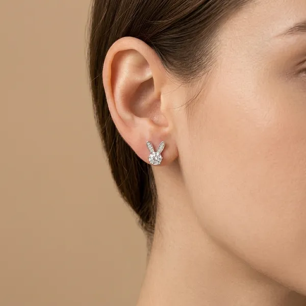 Golden_Silver_Rabbit_Stud_Earrings_For_Women