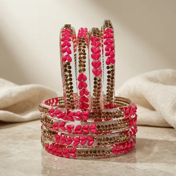 Pink_And_Gold_Glass_Bangles_Set_For_Women