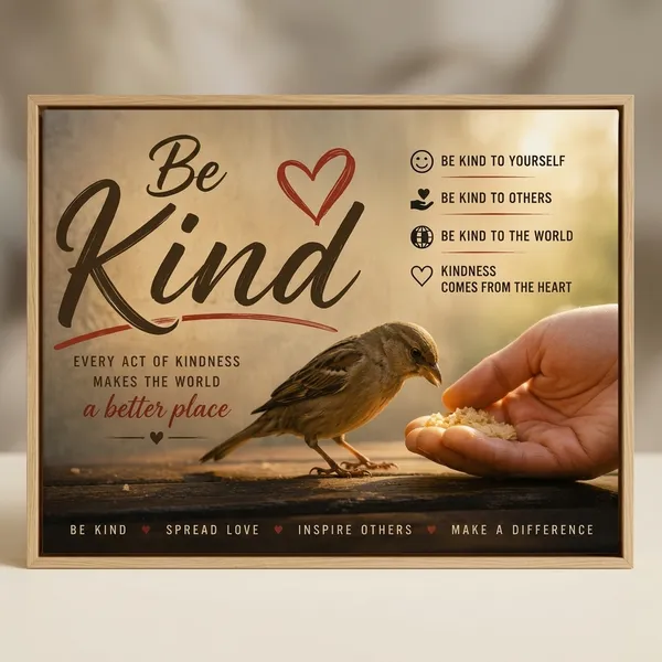 Be_Kind_Positive_Living_Quote_Framed_Canvas_Wall_Art_|_Premium_Hd_Print