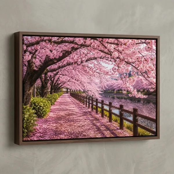 Cherry_Blossom_Garden_Landscape_Framed_Canvas_Wall_Art_|_Premium_Hd_Print