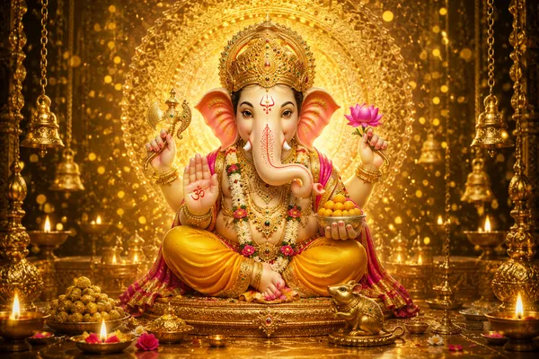 Golden_Blessings_Lord_Ganesha_Framed_Canvas_Wall_Art_|_Premium_Hd_Print
