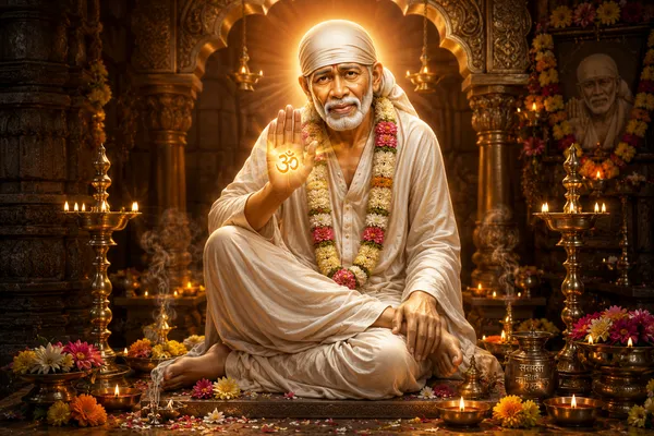 Sai_Baba_Divine_Blessings_Framed_Canvas_Wall_Art_|_Premium_Hd_Print