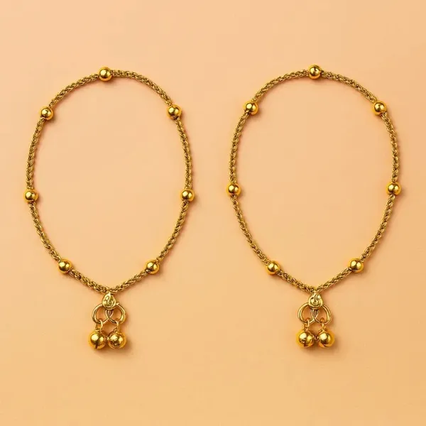 Gold_Beaded_Chain_Ghungroo_Charm_Anklet_For_Women