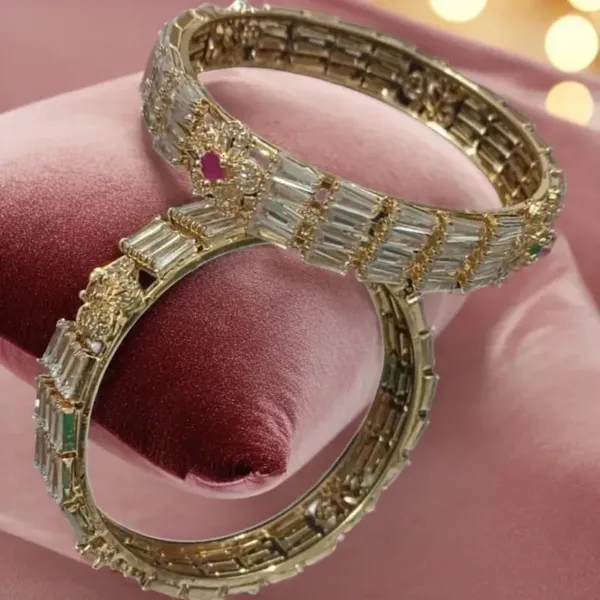 Gold_Crystal_Baguette_Stretchable_Bangles_For_Women