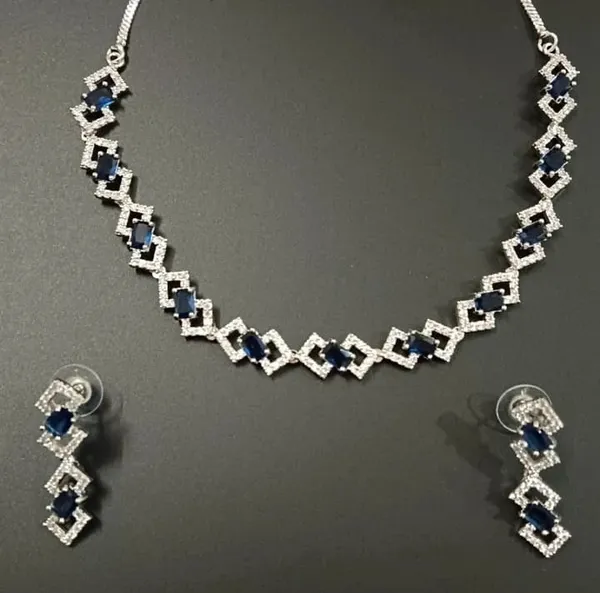 Silver_Blue_Stone_Geometric_Zigzag_Necklace_Set_For_Women