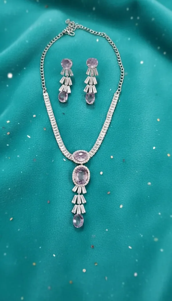 Silver_Purple_Stone_Crystal_Pendant_Necklace_Earring_Set_For_Women