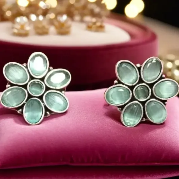 Green_Silver_Oxidized_Floral_Cluster_Stud_Earrings_For_Women
