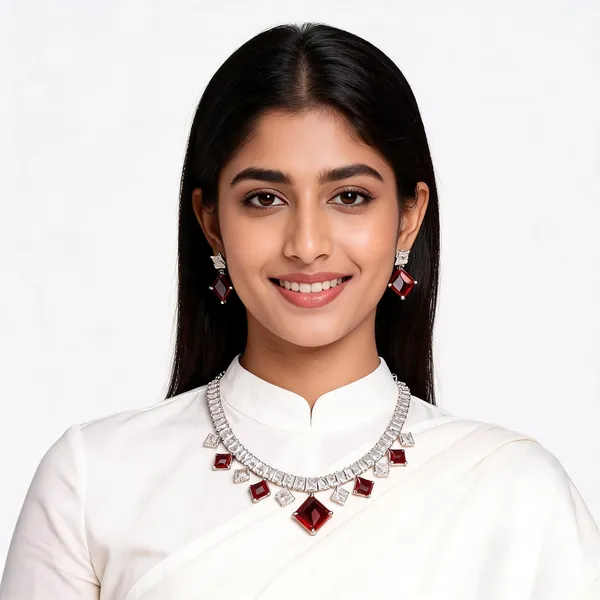 Silver_Red_Crystal_Statement_Necklace_Earring_Set_For_Women