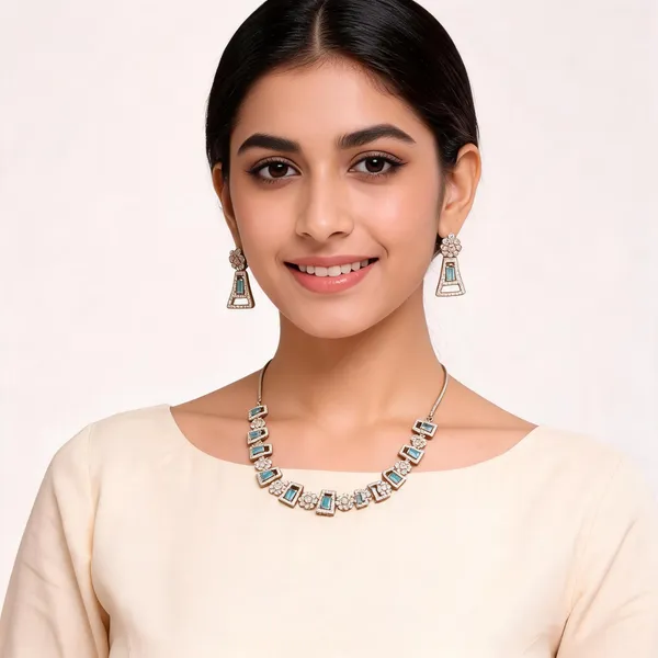 Gold_Blue_Stone_Floral_Crystal_Necklace_Set_For_Women