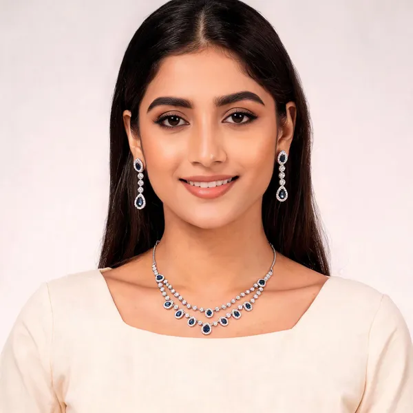 Silver_Blue_Stone_Layered_Crystal_Necklace_Set_For_Women