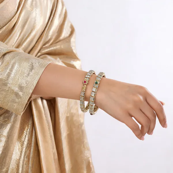 Gold_Crystal_Baguette_Stretchable_Bangles_For_Women