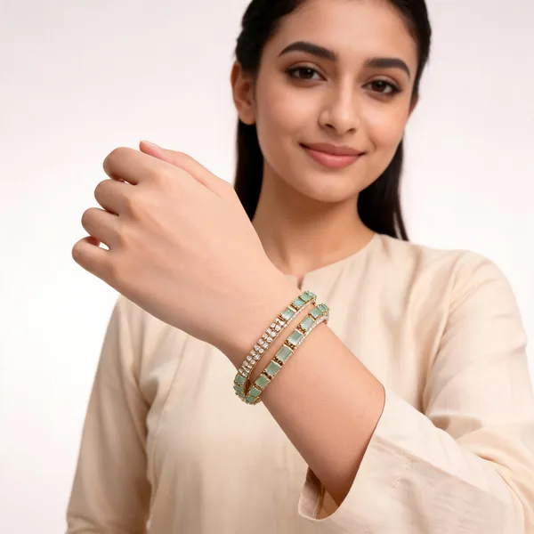 Green_Gold-Plated_Stone_Crystal_Bangles_For_Women