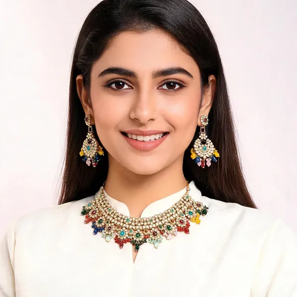 Multicolor_Kundan_Stone_Choker_Necklace_Set_For_Women