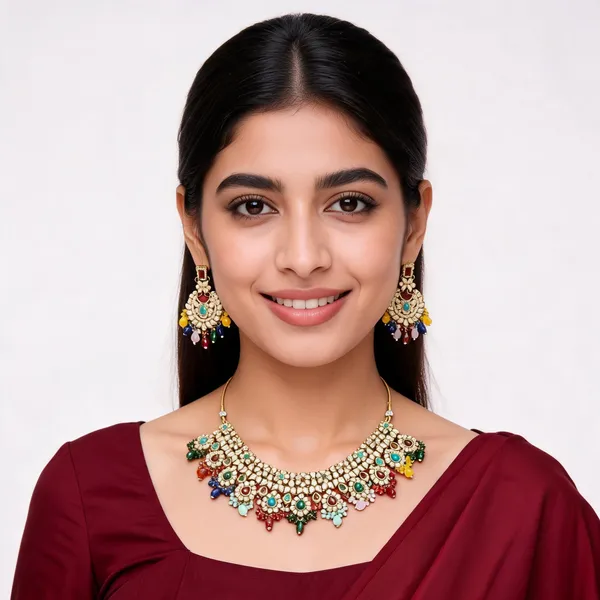 Multicolor_Kundan_Stone_Choker_Necklace_Set_For_Women