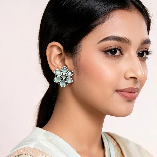 Green_Silver_Oxidized_Floral_Cluster_Stud_Earrings_For_Women