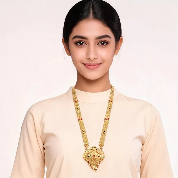 Gold_Plated_Long_Chain_Teardrop_Pendant_Necklace_For_Women
