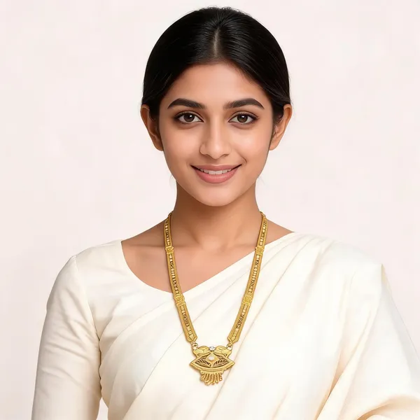 Gold_Plated_Temple_Design_Long_Chain_Necklace_For_Women