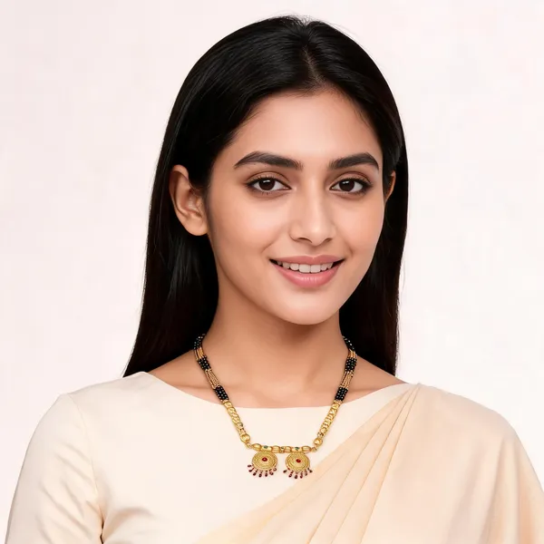 Gold_Black_Bead_Two_Strand_Circular_Pendant_Mangalsutra_For_Women