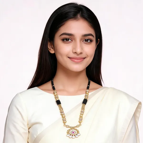 Black_Gold_Plated_Bead_Floral_Pendant_Mangalsutra_For_Women