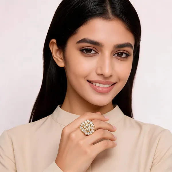 Gold_Plated_Crystal_Floral_Cluster_Cocktail_Ring_For_Women